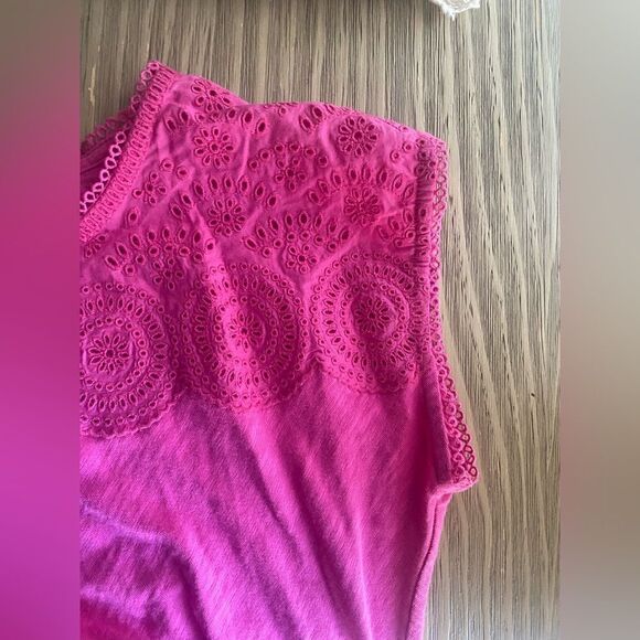 NEW Talbots Dress Womens Medium Hot Pink  Jersey Embroidered Casual Bohemian - Picture 5 of 11